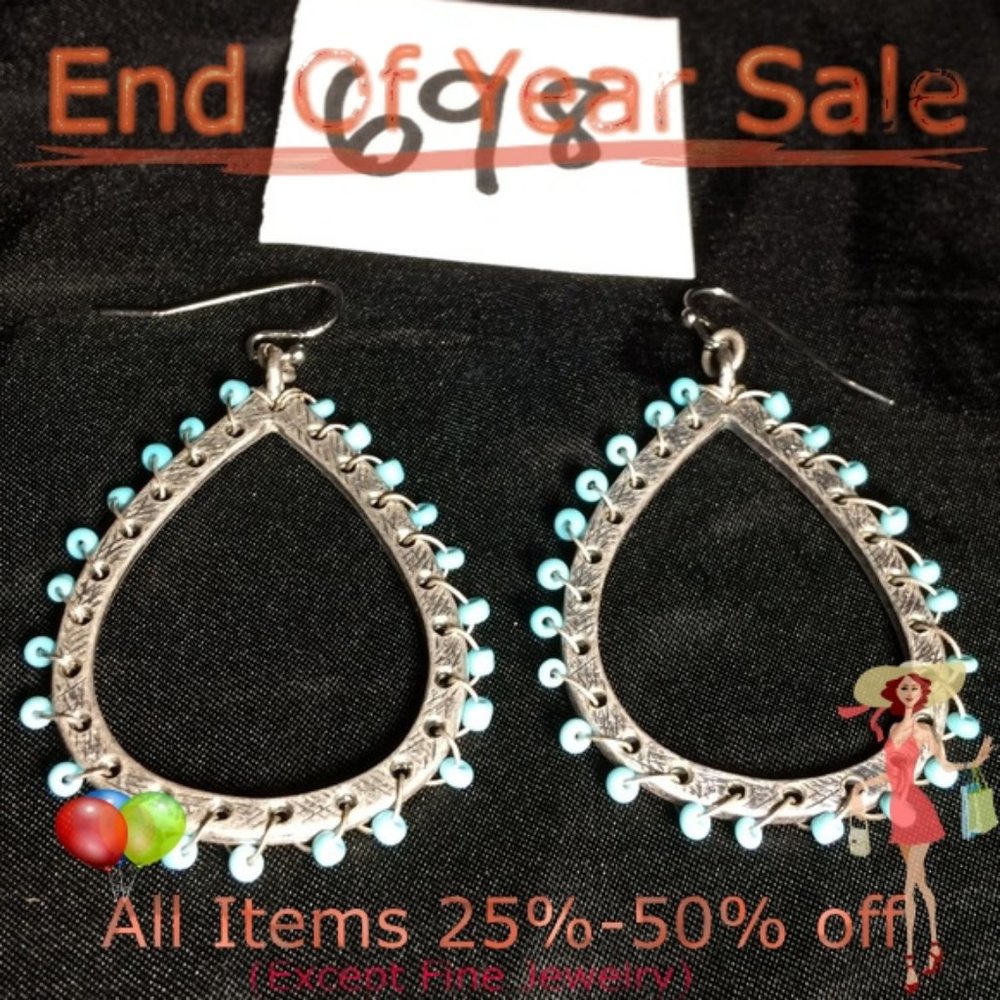 Turquoise and silver like dangle earrings